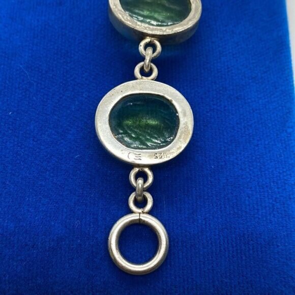 925 Vintage Green Glass Bracelet - Picture 3 of 3